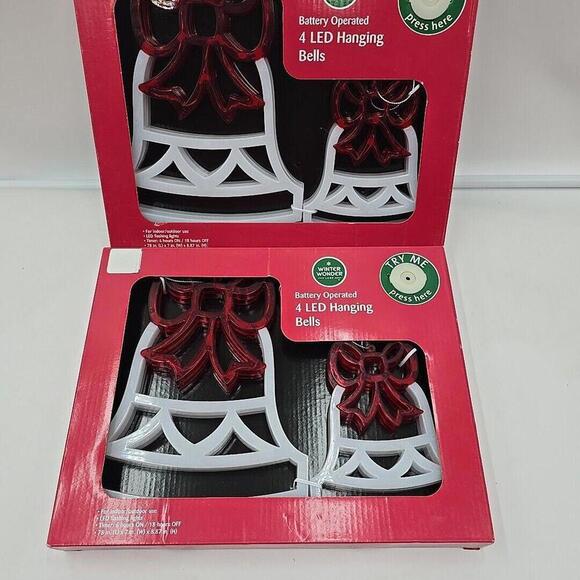 Winter Wonder Lane Battery operated‎ 8 LED Christmas Hanging Bells Total In/Out - Picture 2 of 14